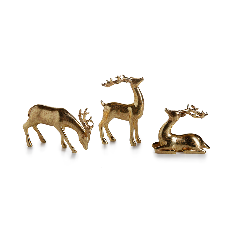 Gold Reindeer Set - 3-Piece Holiday Decor