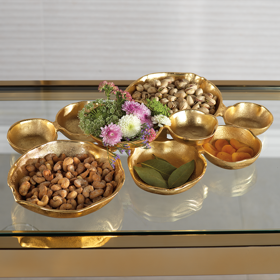Gold Round Serving Bowl Set - 9-Piece