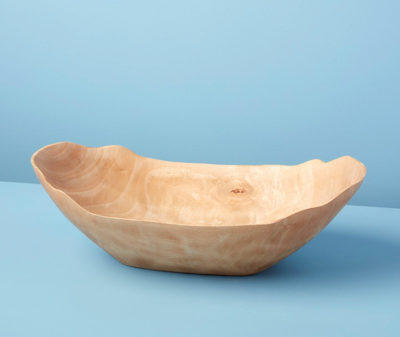 Large Mango Wood Kiln-Fired Petal Bowl