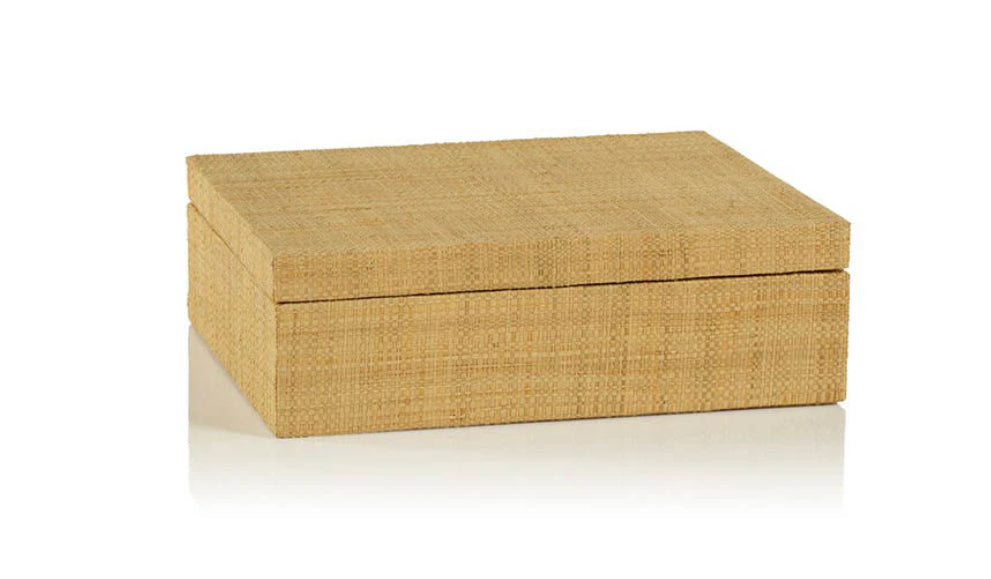 Handwoven Grasscloth Storage Box - Decorative Organizer