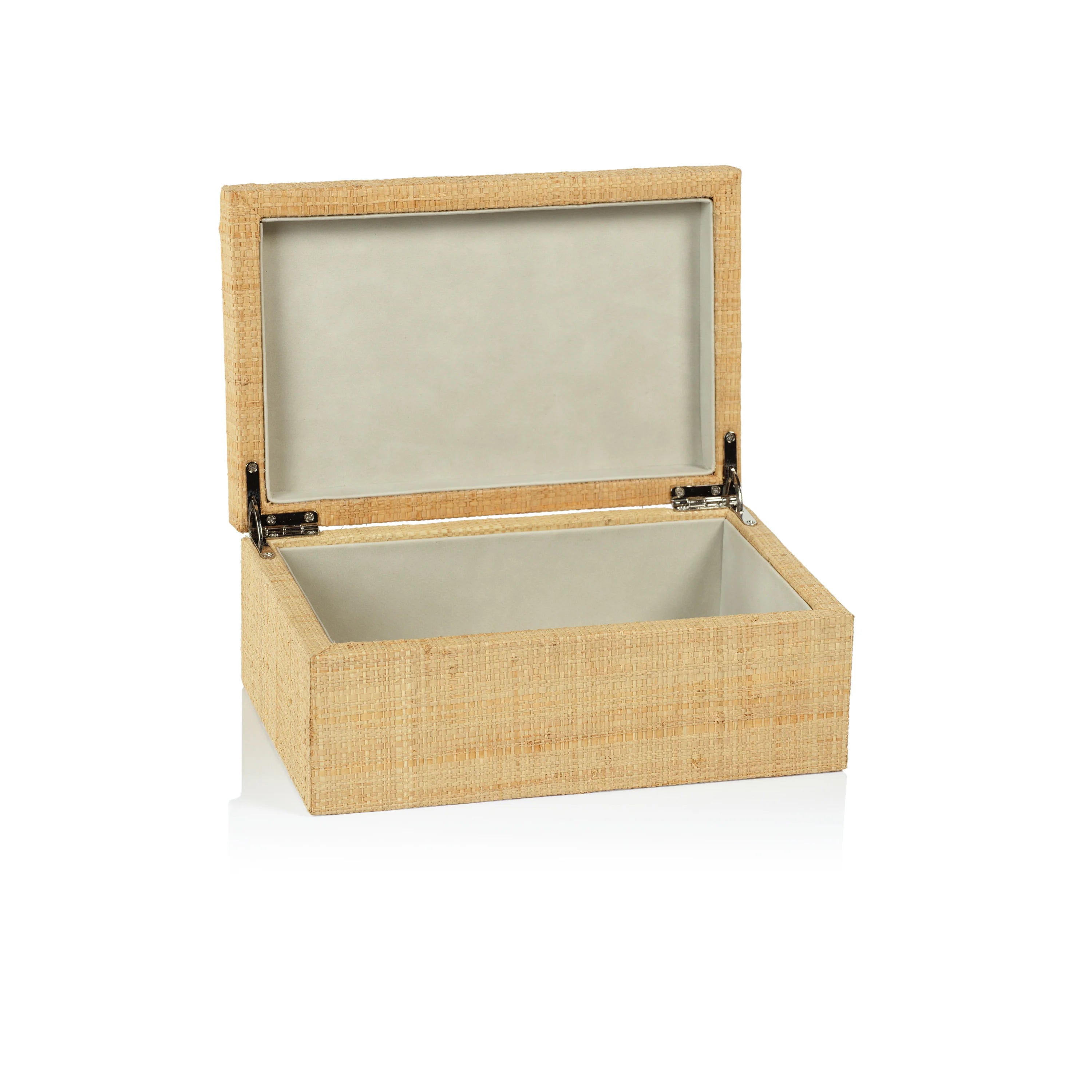 Medium Suede-Lined Grasscloth Storage Box