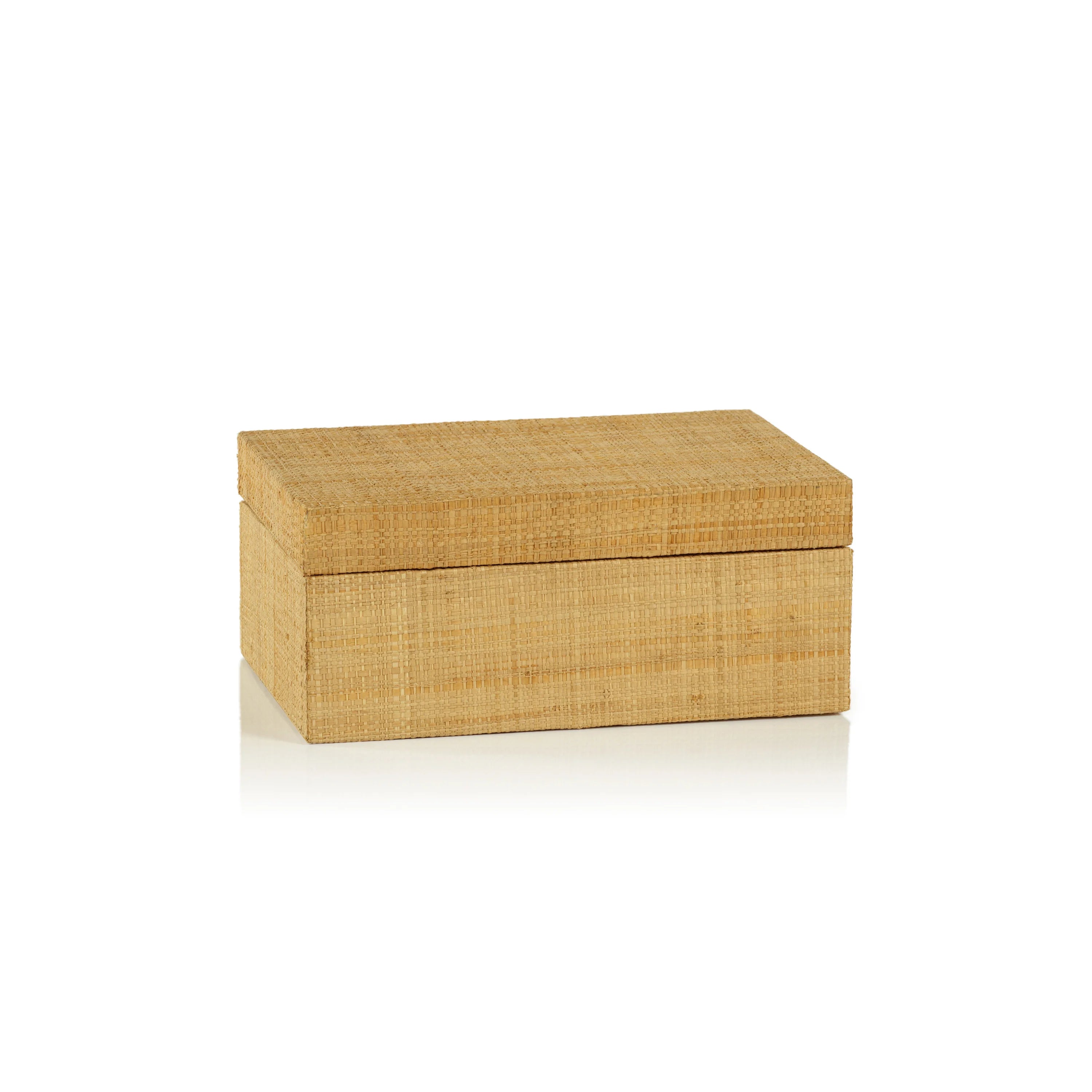 Medium Suede-Lined Grasscloth Storage Box