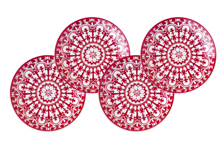 Casablanca Crimson Canape Plates, Set of 4