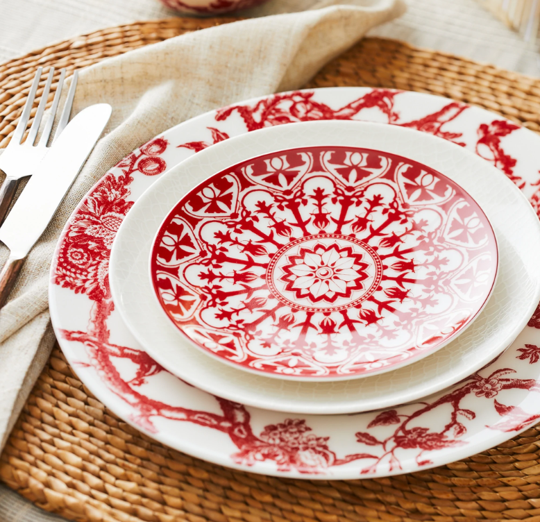 Casablanca Crimson Canape Plates, Set of 4