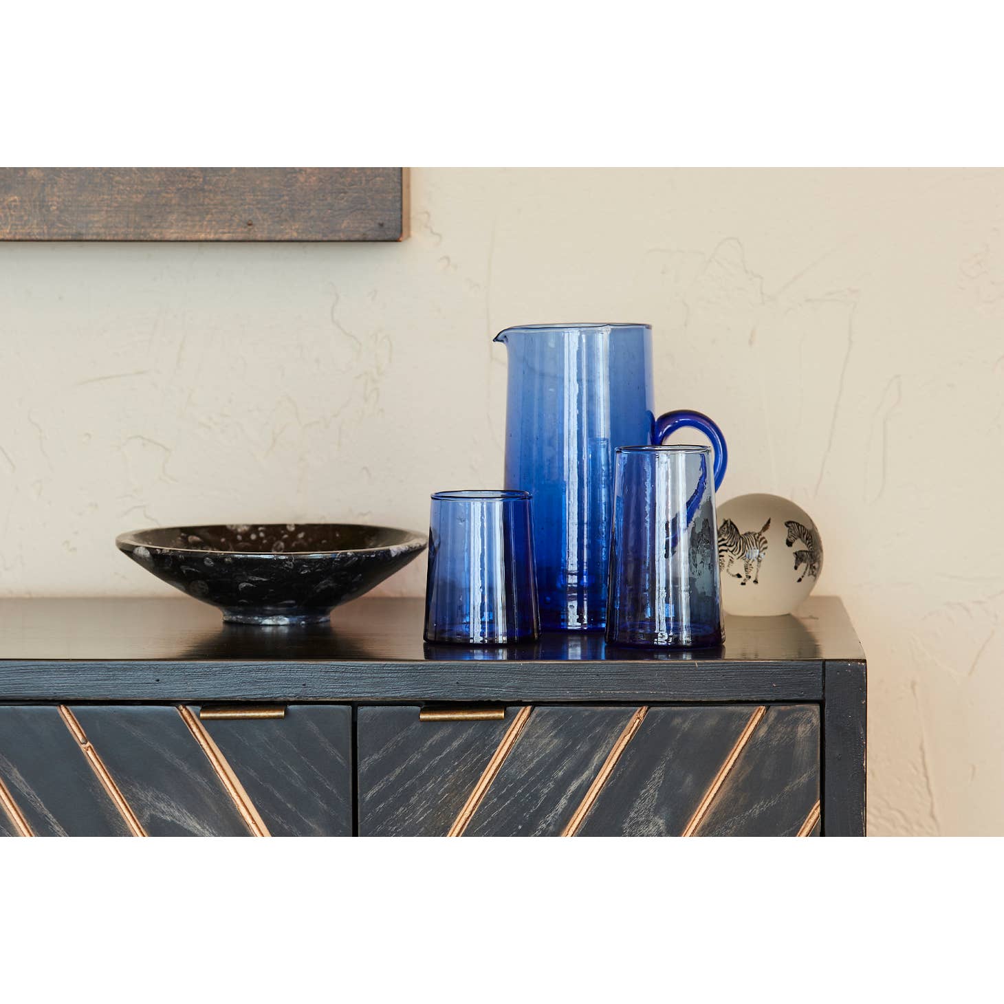 Blue Moroccan Cone Jug - Handcrafted Ceramic Pitcher