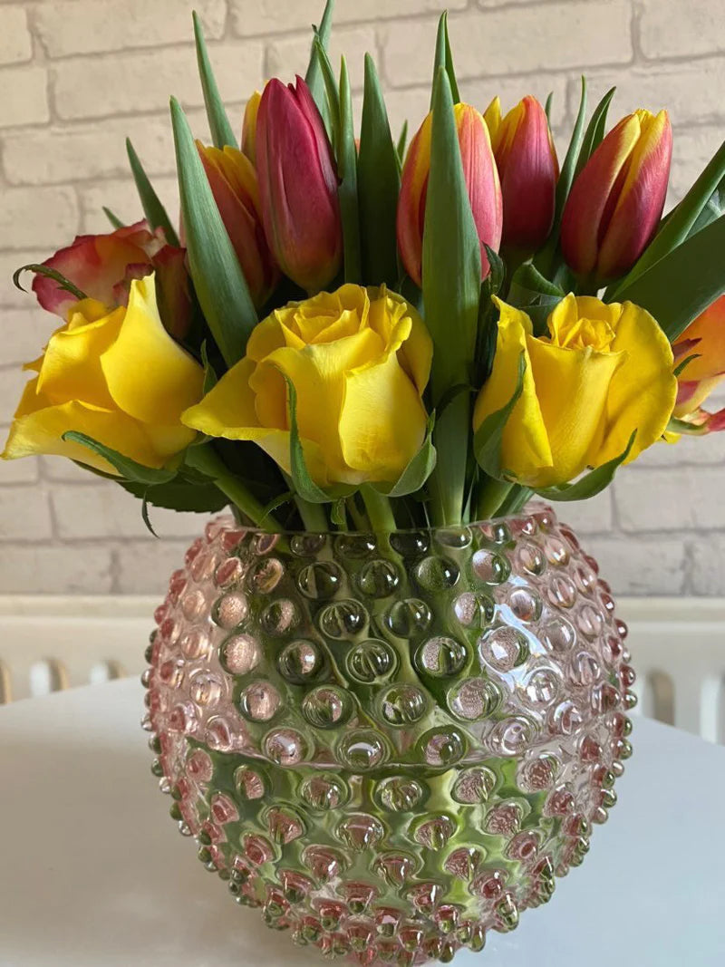 Hobnail Glass Vase for Floral Arrangements