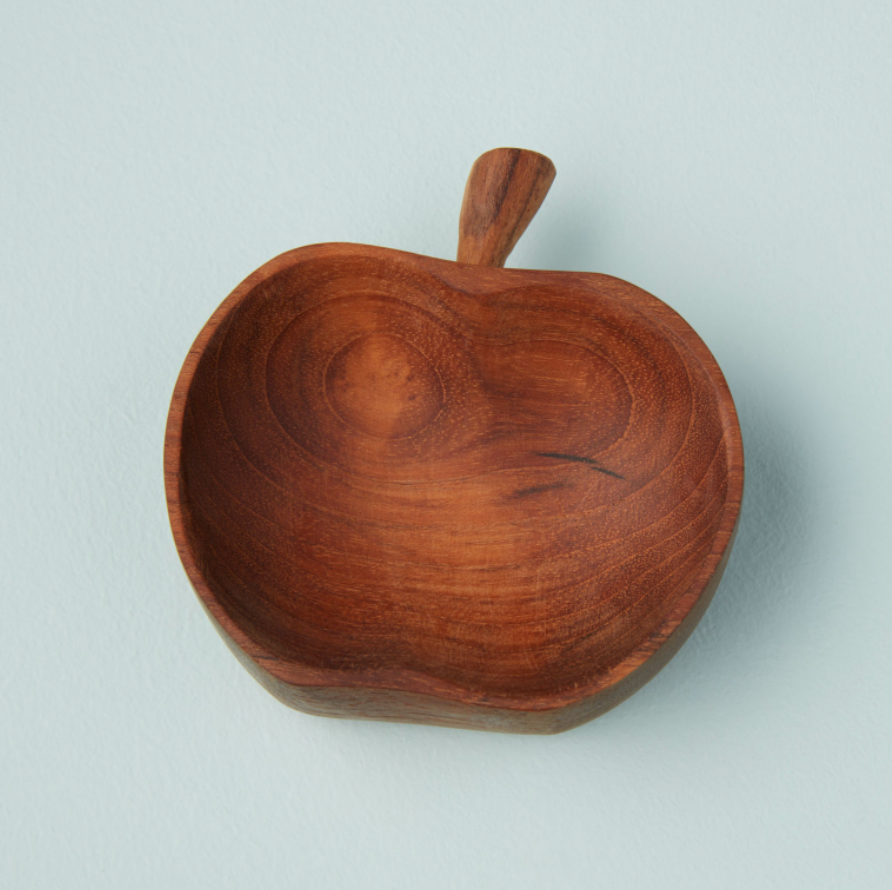 Handcrafted Teak Wood Apple Serving Bowl