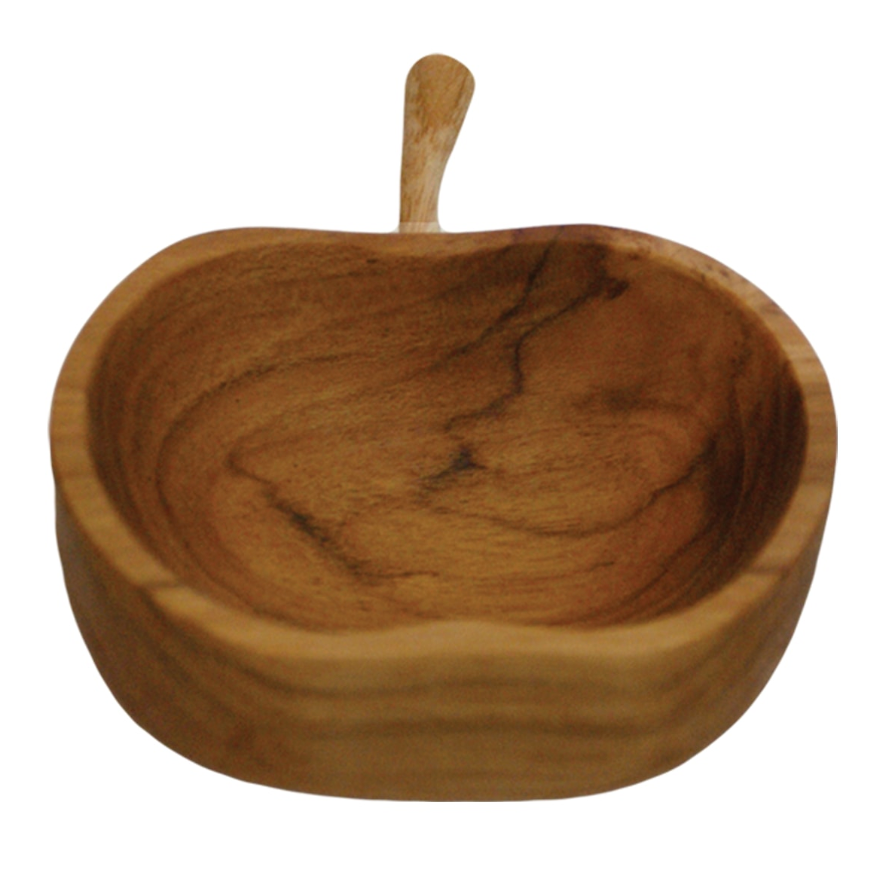 Handcrafted Teak Wood Apple Serving Bowl