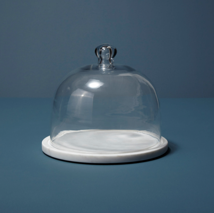 Elegant Glass Cloche with White Marble Base
