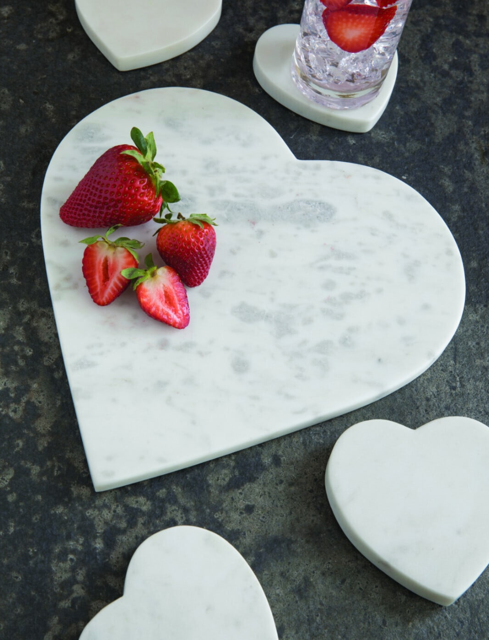 Elegant White Marble Heart Coasters