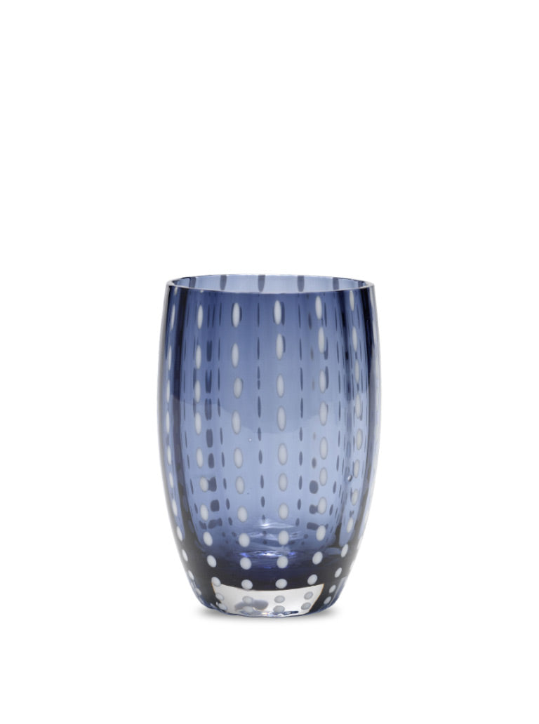 Grey & Blue Glass Tumblers (Set of 2) - Perle Collection