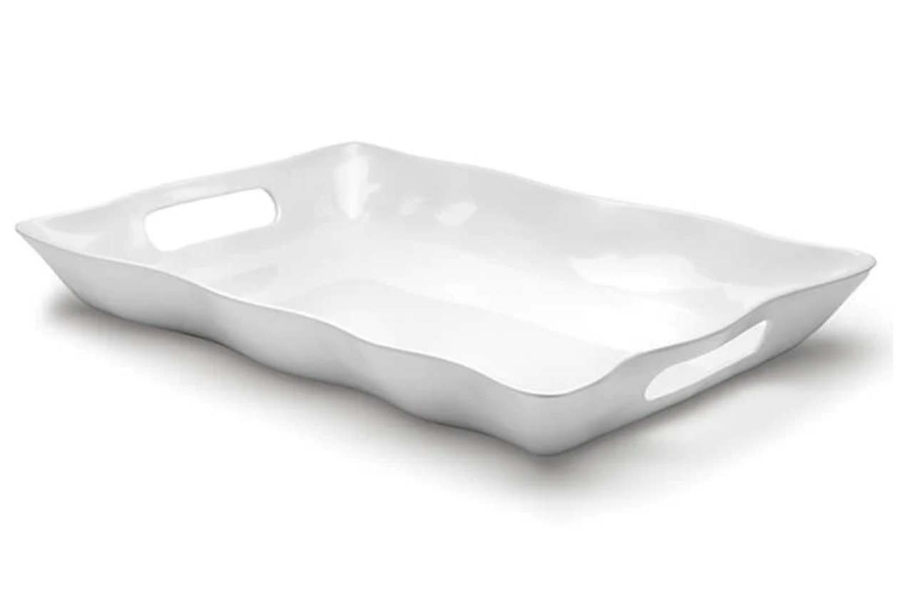 Stylish Melamine Serving Tray with Ruffles