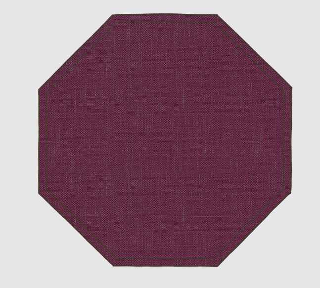 Linen Wine Placemat with Green Embroidery – Wipeable