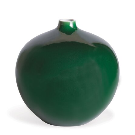 Round Emerald Glass Vase for Home Decor