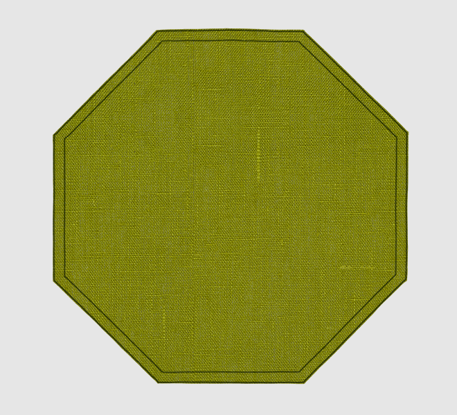 Dark Green Wipeable Linen Octagon Placemat