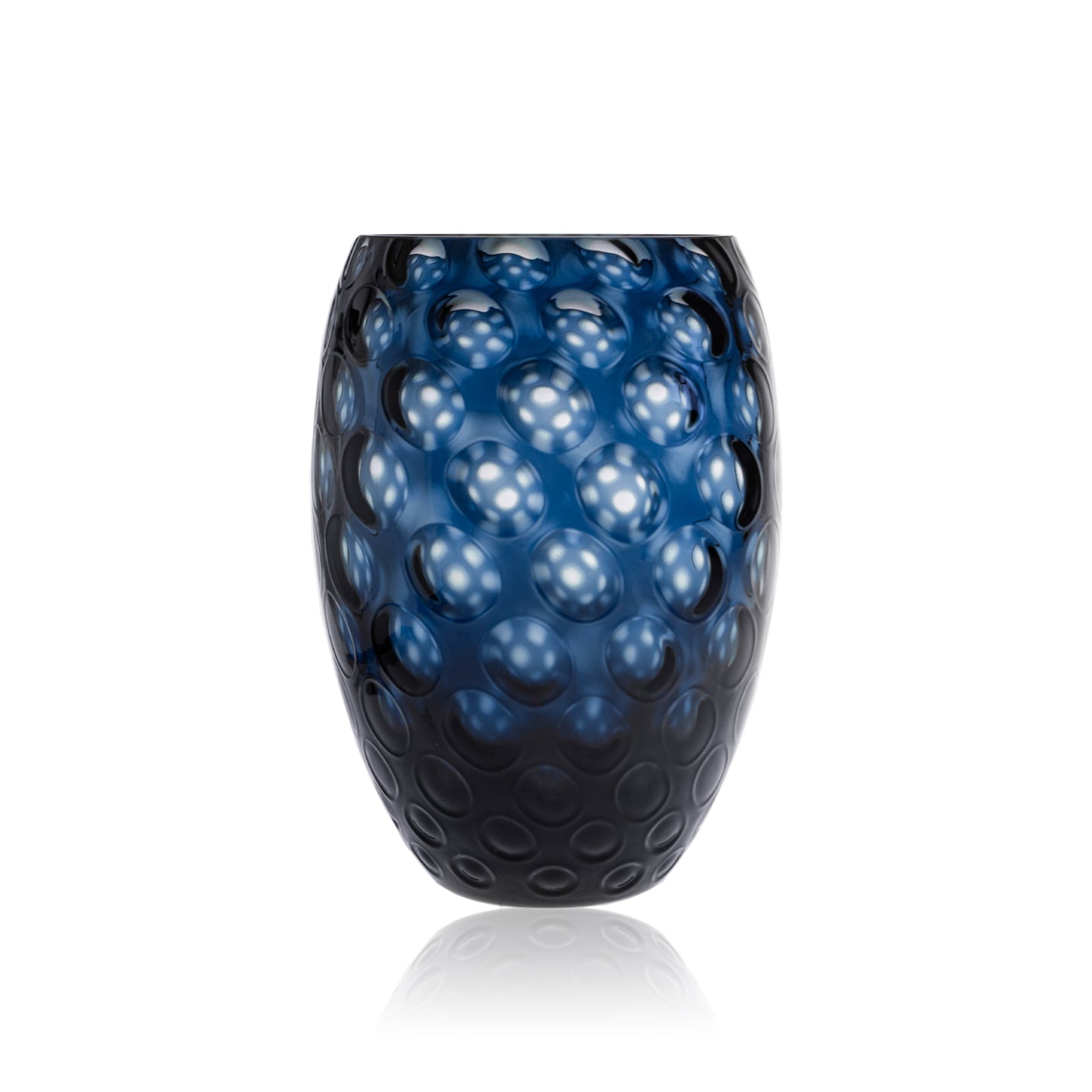 Tall Royal Blue Glass Kugel Vase