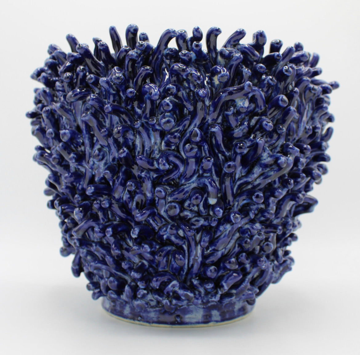 Handmade Blue Anemone Cachepot - Ceramic Planter