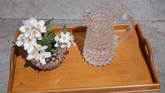 Crystal Hobnail Glass Jug for Elegant Serving