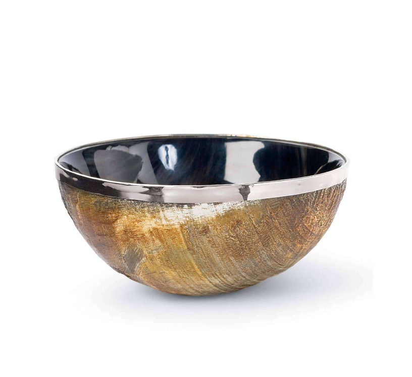 Handcrafted Brass & Horn Decorative Bowl