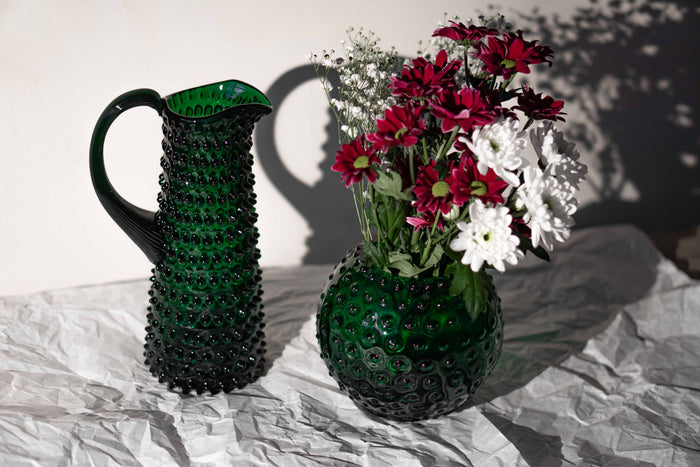 Vintage Glass Hobnail Pitcher for Beverages