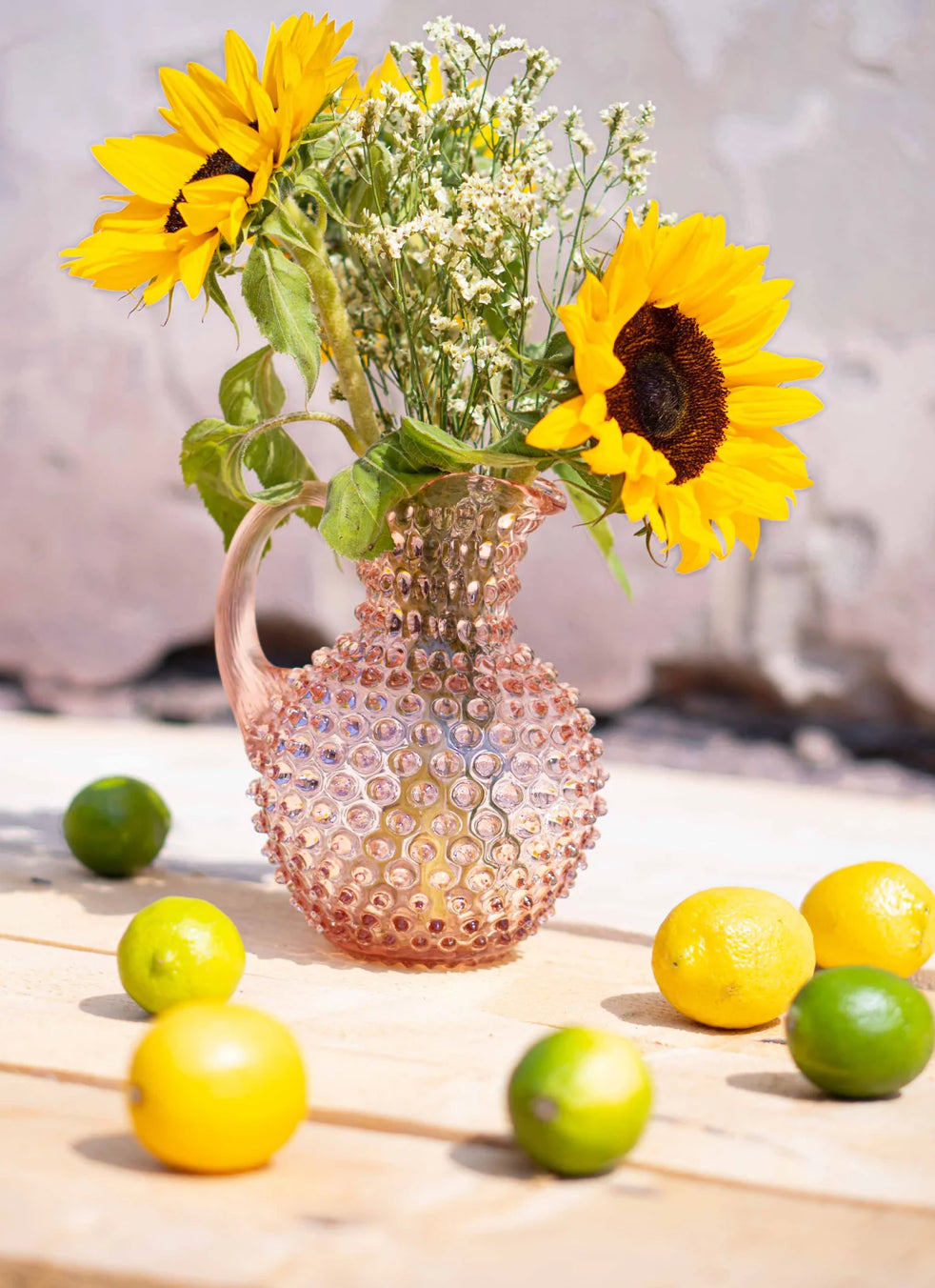 Vintage Glass Hobnail Pitcher for Drinks